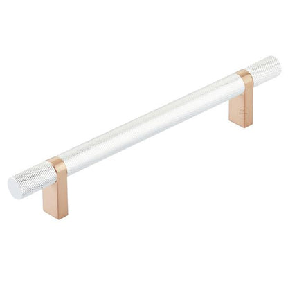 Emtek - Select Bar Cabinet Pull 6 Inch C-C,  Rectangular Bar Stem, Knurled Bar