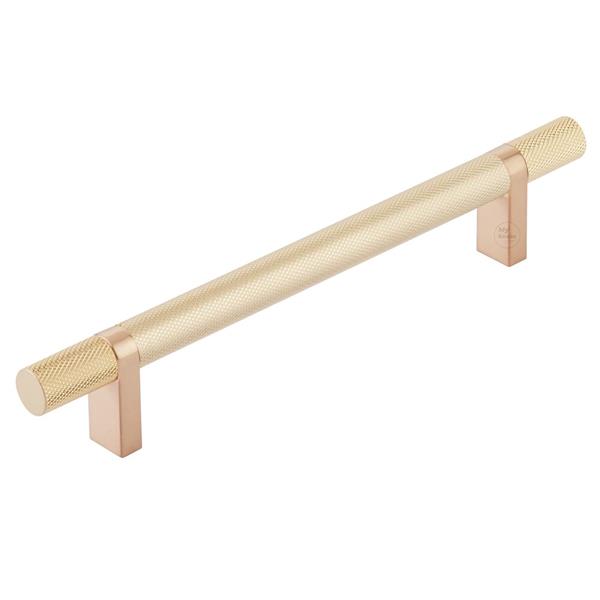 Emtek - Select Bar Cabinet Pull 6 Inch C-C,  Rectangular Bar Stem, Knurled Bar