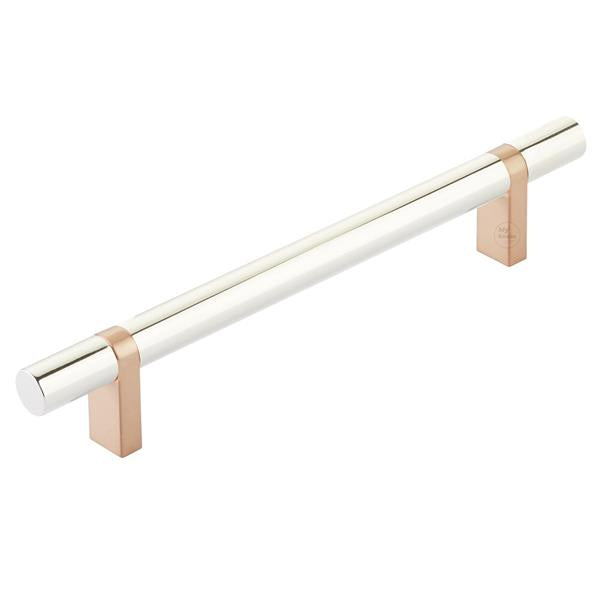 Emtek - Select Bar Cabinet Pull 6 Inch C-C,  Rectangular Bar Stem, Smooth Bar