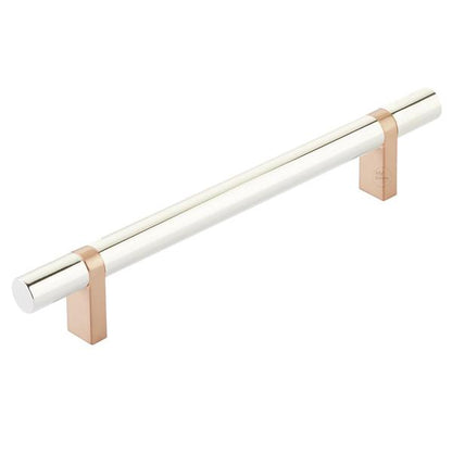 Emtek - Select Bar Cabinet Pull 6 Inch C-C,  Rectangular Bar Stem, Smooth Bar