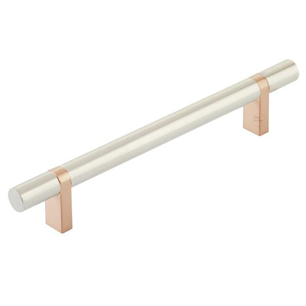 Emtek - Select Bar Cabinet Pull 6 Inch C-C,  Rectangular Bar Stem, Smooth Bar