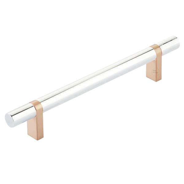 Emtek - Select Bar Cabinet Pull 6 Inch C-C,  Rectangular Bar Stem, Smooth Bar