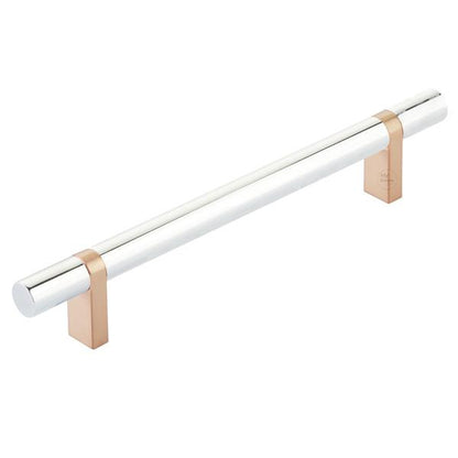 Emtek - Select Bar Cabinet Pull 6 Inch C-C,  Rectangular Bar Stem, Smooth Bar