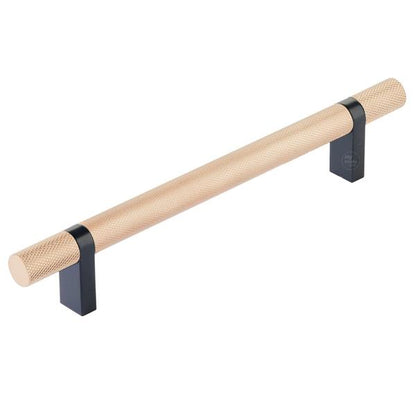 Emtek - Select Bar Cabinet Pull 6 Inch C-C,  Rectangular Bar Stem, Knurled Bar