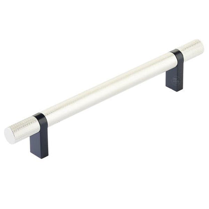 Emtek - Select Bar Cabinet Pull 6 Inch C-C,  Rectangular Bar Stem, Knurled Bar