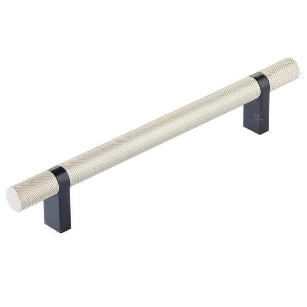 Emtek - Select Bar Cabinet Pull 6 Inch C-C,  Rectangular Bar Stem, Knurled Bar