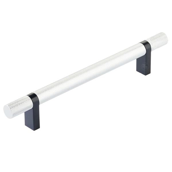 Emtek - Select Bar Cabinet Pull 6 Inch C-C,  Rectangular Bar Stem, Knurled Bar