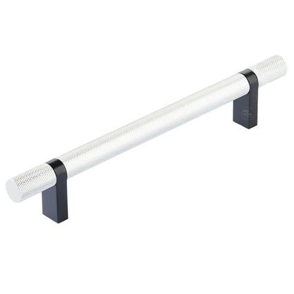 Emtek - Select Bar Cabinet Pull 6 Inch C-C,  Rectangular Bar Stem, Knurled Bar