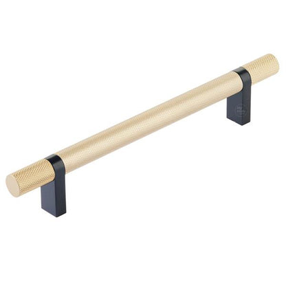 Emtek - Select Bar Cabinet Pull 6 Inch C-C,  Rectangular Bar Stem, Knurled Bar