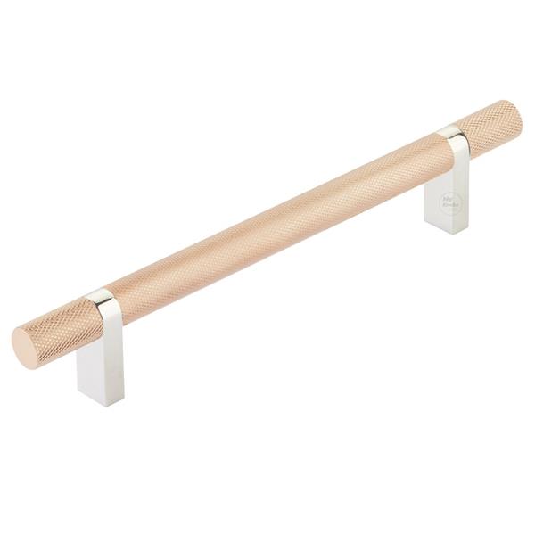 Emtek - Select Bar Cabinet Pull 6 Inch C-C,  Rectangular Bar Stem, Knurled Bar