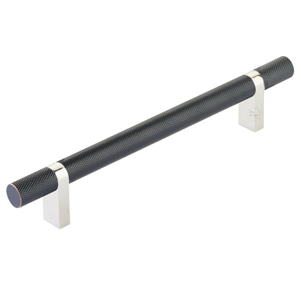 Emtek - Select Bar Cabinet Pull 6 Inch C-C,  Rectangular Bar Stem, Knurled Bar