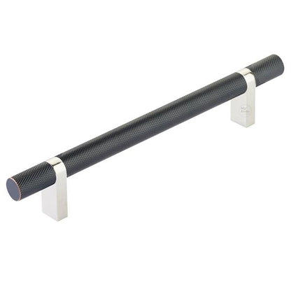 Emtek - Select Bar Cabinet Pull 6 Inch C-C,  Rectangular Bar Stem, Knurled Bar