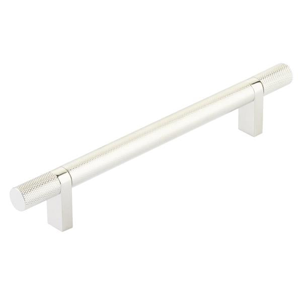 Emtek - Select Bar Cabinet Pull 6 Inch C-C,  Rectangular Bar Stem, Knurled Bar