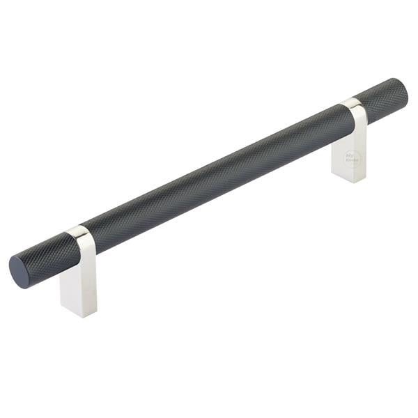 Emtek - Select Bar Cabinet Pull 6 Inch C-C,  Rectangular Bar Stem, Knurled Bar