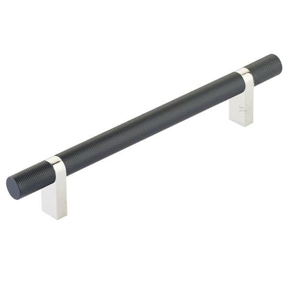 Emtek - Select Bar Cabinet Pull 6 Inch C-C,  Rectangular Bar Stem, Knurled Bar