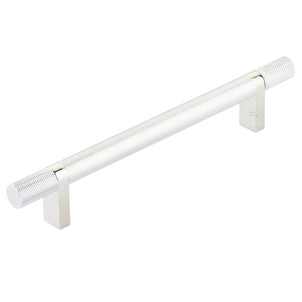 Emtek - Select Bar Cabinet Pull 6 Inch C-C,  Rectangular Bar Stem, Knurled Bar