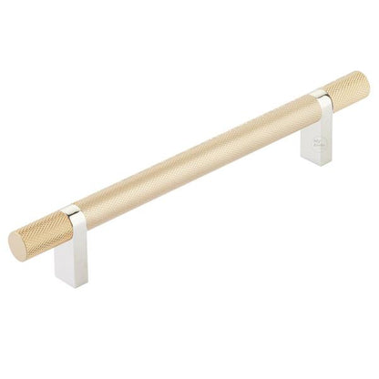 Emtek - Select Bar Cabinet Pull 6 Inch C-C,  Rectangular Bar Stem, Knurled Bar