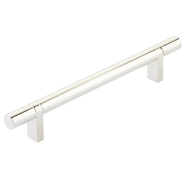 Emtek - Select Bar Cabinet Pull 6 Inch C-C,  Rectangular Bar Stem, Smooth Bar