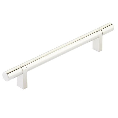 Emtek - Select Bar Cabinet Pull 6 Inch C-C,  Rectangular Bar Stem, Smooth Bar