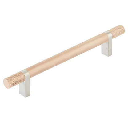 Emtek - Select Bar Cabinet Pull 6 Inch C-C,  Rectangular Bar Stem, Knurled Bar