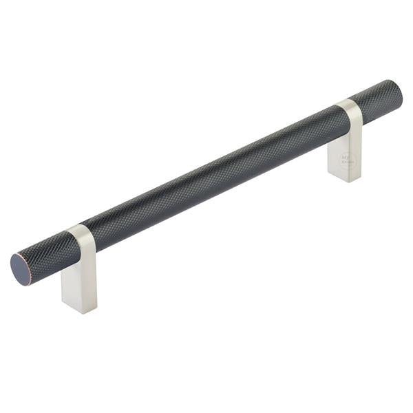 Emtek - Select Bar Cabinet Pull 6 Inch C-C,  Rectangular Bar Stem, Knurled Bar