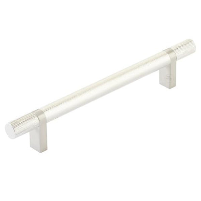 Emtek - Select Bar Cabinet Pull 6 Inch C-C,  Rectangular Bar Stem, Knurled Bar