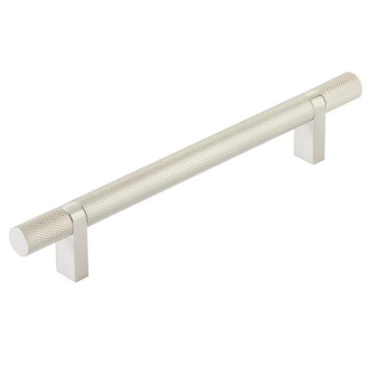 Emtek - Select Bar Cabinet Pull 6 Inch C-C,  Rectangular Bar Stem, Knurled Bar