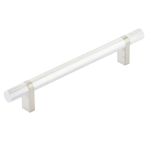 Emtek - Select Bar Cabinet Pull 6 Inch C-C,  Rectangular Bar Stem, Knurled Bar