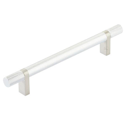 Emtek - Select Bar Cabinet Pull 6 Inch C-C,  Rectangular Bar Stem, Knurled Bar