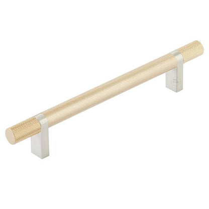 Emtek - Select Bar Cabinet Pull 6 Inch C-C,  Rectangular Bar Stem, Knurled Bar