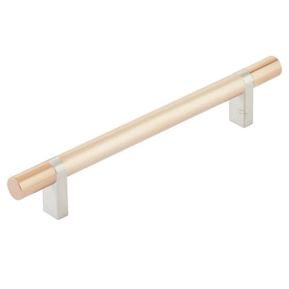 Emtek - Select Bar Cabinet Pull 6 Inch C-C,  Rectangular Bar Stem, Smooth Bar