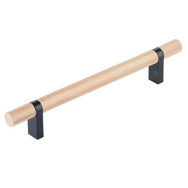 Emtek - Select Bar Cabinet Pull 6 Inch C-C,  Rectangular Bar Stem, Knurled Bar