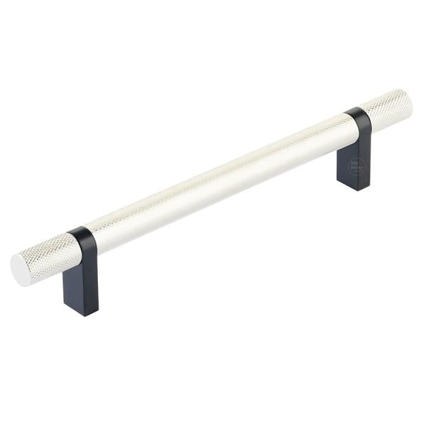 Emtek - Select Bar Cabinet Pull 6 Inch C-C,  Rectangular Bar Stem, Knurled Bar
