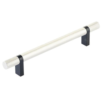 Emtek - Select Bar Cabinet Pull 6 Inch C-C,  Rectangular Bar Stem, Knurled Bar