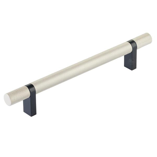 Emtek - Select Bar Cabinet Pull 6 Inch C-C,  Rectangular Bar Stem, Knurled Bar
