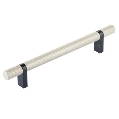 Emtek - Select Bar Cabinet Pull 6 Inch C-C,  Rectangular Bar Stem, Knurled Bar