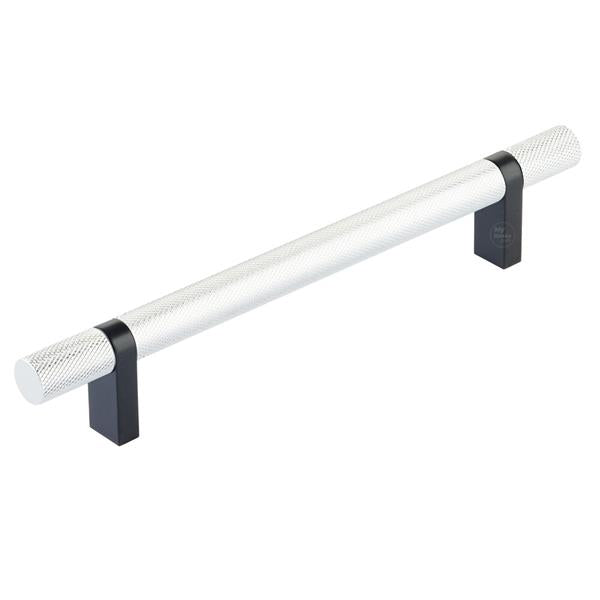 Emtek - Select Bar Cabinet Pull 6 Inch C-C,  Rectangular Bar Stem, Knurled Bar