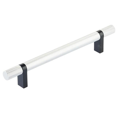 Emtek - Select Bar Cabinet Pull 6 Inch C-C,  Rectangular Bar Stem, Knurled Bar