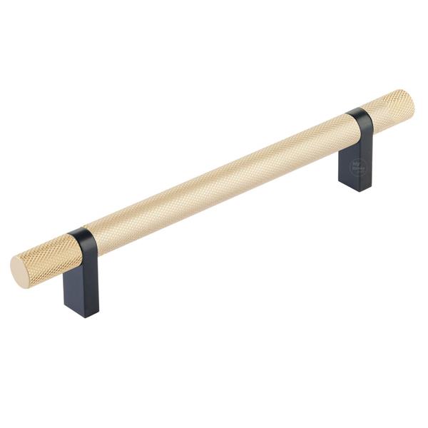 Emtek - Select Bar Cabinet Pull 6 Inch C-C,  Rectangular Bar Stem, Knurled Bar