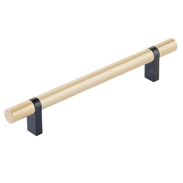 Emtek - Select Bar Cabinet Pull 6 Inch C-C,  Rectangular Bar Stem, Smooth Bar
