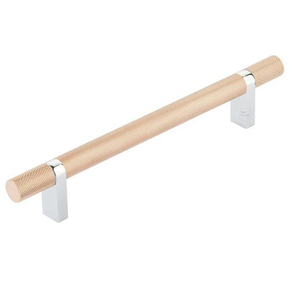 Emtek - Select Bar Cabinet Pull 6 Inch C-C,  Rectangular Bar Stem, Knurled Bar