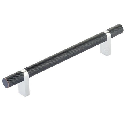 Emtek - Select Bar Cabinet Pull 6 Inch C-C,  Rectangular Bar Stem, Knurled Bar