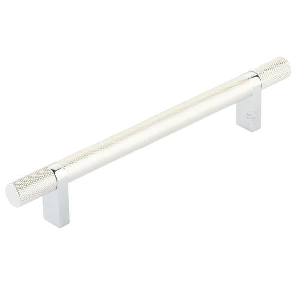 Emtek - Select Bar Cabinet Pull 6 Inch C-C,  Rectangular Bar Stem, Knurled Bar