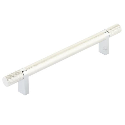 Emtek - Select Bar Cabinet Pull 6 Inch C-C,  Rectangular Bar Stem, Knurled Bar