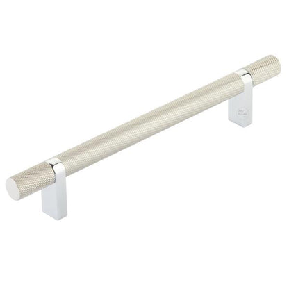 Emtek - Select Bar Cabinet Pull 6 Inch C-C,  Rectangular Bar Stem, Knurled Bar