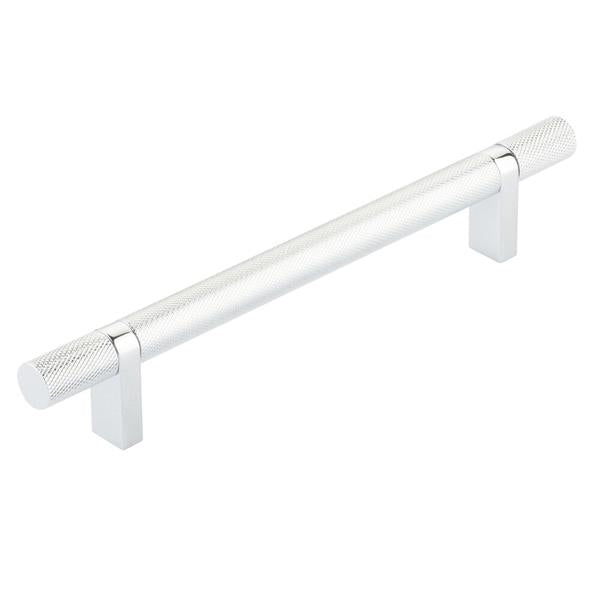 Emtek - Select Bar Cabinet Pull 6 Inch C-C,  Rectangular Bar Stem, Knurled Bar