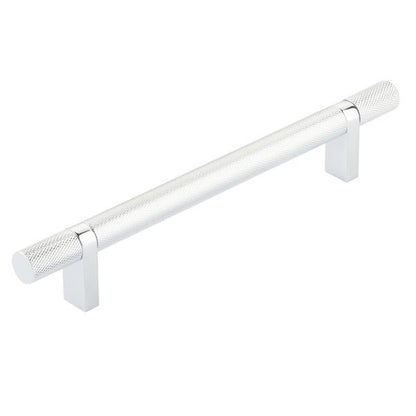 Emtek - Select Bar Cabinet Pull 6 Inch C-C,  Rectangular Bar Stem, Knurled Bar