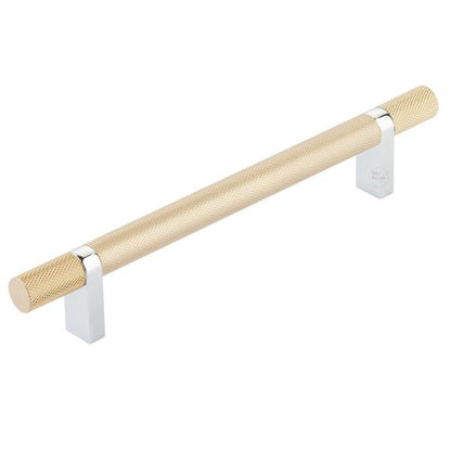 Emtek - Select Bar Cabinet Pull 6 Inch C-C,  Rectangular Bar Stem, Knurled Bar