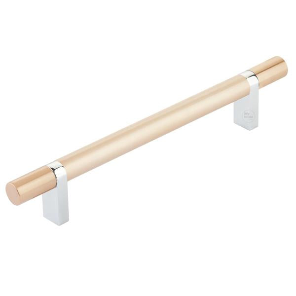 Emtek - Select Bar Cabinet Pull 6 Inch C-C,  Rectangular Bar Stem, Smooth Bar