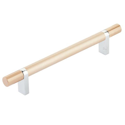 Emtek - Select Bar Cabinet Pull 6 Inch C-C,  Rectangular Bar Stem, Smooth Bar